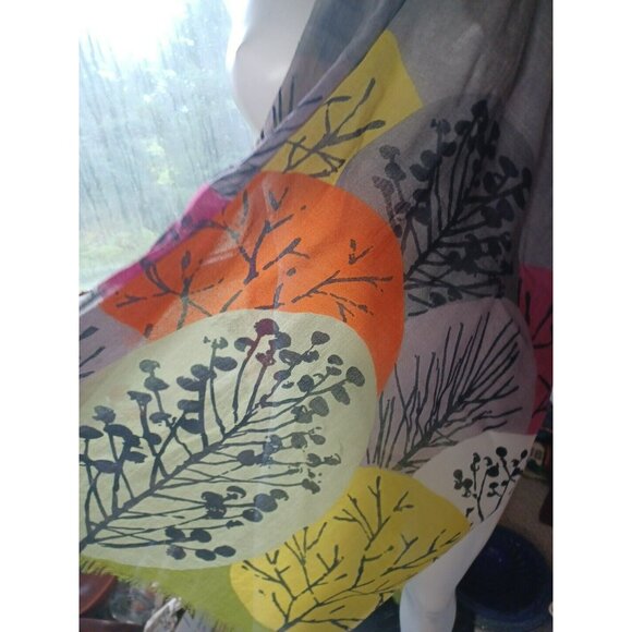 Anthropologie Kemi shawl Print 100 Per Cent wool Scarf 28x72" wrap Olive yellow - Picture 2 of 5